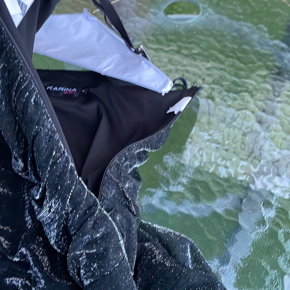 Black metallic asymmetric dress - Picture 4 of 7